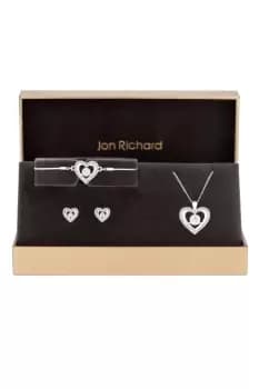 Silver Plated Crystal Heart Trio Set - Gift Boxed