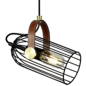 Italux Antoin - Industrial And Retro Hanging Pendant Black 1 Light , E27