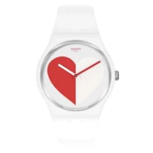 Swatch Valentines Quartz White Dial White Strap Unisex Watch SO29Z113