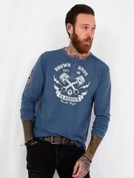 Joe Browns Rev The Engine Henley - Blue Size 2XL, Men