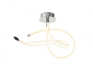 Semi Flush Ceiling Curl, 40W LED, 3000K, 3000lm, Polished Chrome, Frosted Acrylic