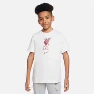 Nike Liverpool FC Short Sleeve Crest T Shirt Juniors - White