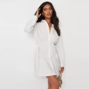 Missguided Waist Shirt Dress Poplin - White
