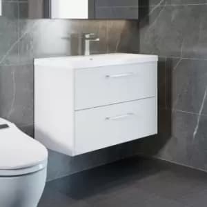 Hudson Reed Juno Wall Hung 2-Drawer Vanity Unit with Basin 4 800mm Wide - White Ash