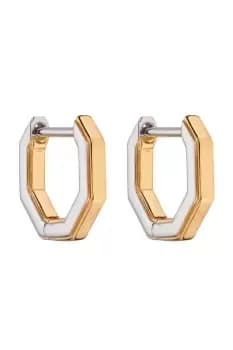 Recycled Sterling Silver & Gold Plate Octagon Huggy Hoop Earrings