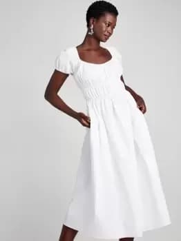 Seersucker Riviera Dress - White - L (Uk 16)