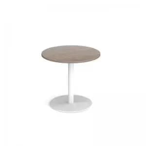 Monza circular dining table with flat round white base 800mm -