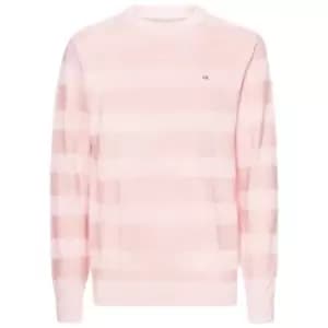 Calvin Klein Menswear Stripe Logo Chest Sweater - Pink