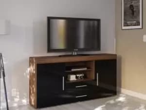 Birlea Edgeware Walnut and Black High Gloss 2 Door 2 Drawer Sideboard Flat Packed