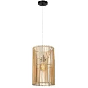 Lucide JANTINE - Rattan Pendant Light - Ø26cm - 1xE27 - Light Wood