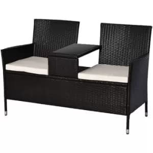 Outsunny - Companion Seat Table Chair Conservatory Rattan Loveseat Garden Bench