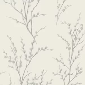Laura Ashley Pussy Willow Off White/Midnight Wallpaper