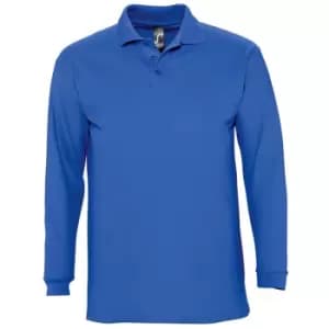SOLS Mens Winter II Long Sleeve Pique Cotton Polo Shirt (M) (Royal Blue)