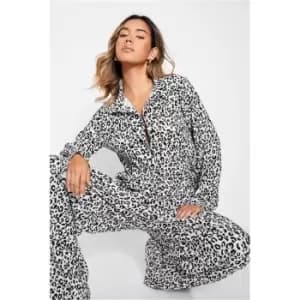 I Saw It First Leopard Print Plisse Oversized Button Up Shirt - White