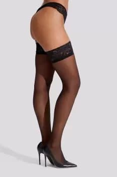 Lace Top Glossy Hold Up