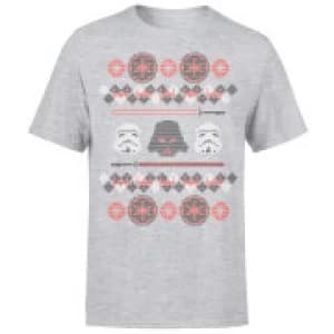 Star Wars Christmas Empire Knit Grey T-Shirt - L