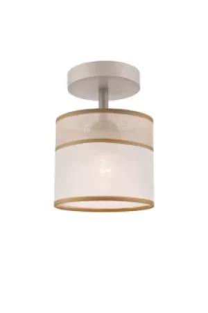 Andrea Cylindrical Ceiling Light With Fabric Shade White Beech, 1x E27