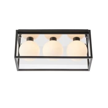 Matera Bathroom 3 Light Ceiling Semi Flush Matt Black & Matt Opal Glass IP44