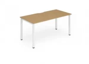 Single White Frame Bench Desk 1200 Oak