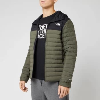 The North Face Mens Stretch Down Hooded Jacket - New Taupe Green - S