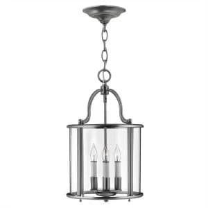 4 Light Medium Ceiling Lantern Pendant Pewter, E14