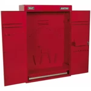 615 x 195 x 900 Wall Mounted 1 Drawer Tool Cabinet - red - Lockable Storage Unit