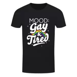 Grindstore Mens Mood: Gay & Tired T-Shirt (S) (Black/White)