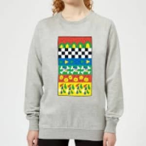 Donald Duck Vintage Pattern Womens Sweatshirt - Grey - L