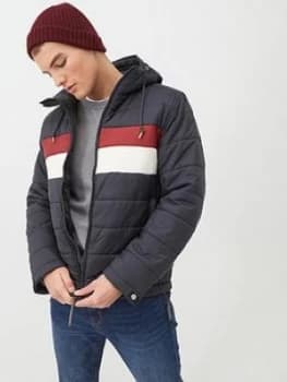 Pretty Green Like Minded Colour Block Padded Jacket - Navy