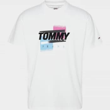 Tommy Jeans Mens Faded Colour Graphic T-Shirt - White - M