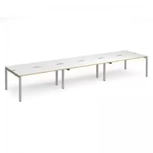 Adapt triple back to back desks 4800mm x 1200mm - silver frame, white