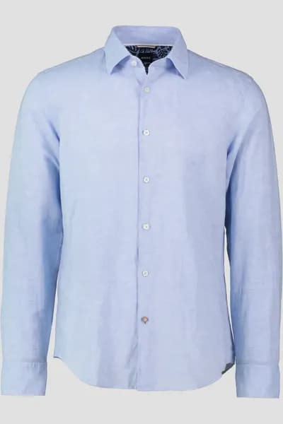 BOSS Black Hal-Kent Linen-Blend Shirt - XL Blue Shirts male 50513661-450 XL