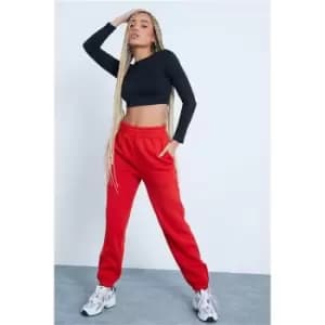 I Saw It First Red Pintuck Oversized Joggers - Red