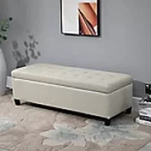 Homcom Storage Ottoman Padded Beige
