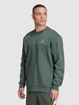 adidas Fleece Colourblock Crew, Green Size M Men