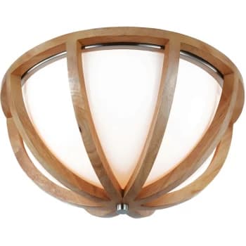 Elstead - Allier Flush Mount, Light Wood, Brushed Steel, E27