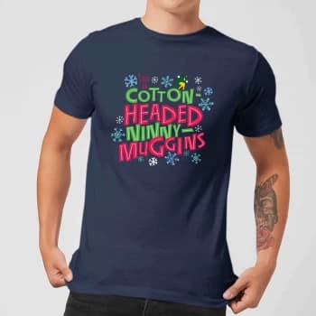 Elf Cotton-Headed Ninny-Muggins Mens Christmas T-Shirt - Navy - XS