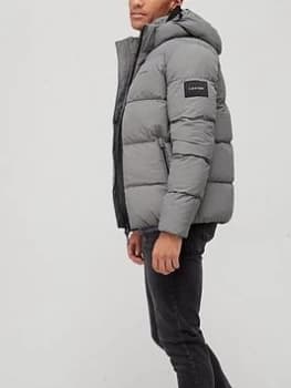 Calvin Klein Crinkle Nylon Padded Jacket - Pewter, Pewter, Size L, Men