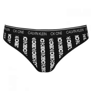 Calvin Klein ONE Cotton Thong - LOGO STRIPE BLK