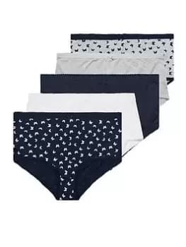 Yours 5pk Mono Butterfly Full Briefs, Blue, Size 14-16, Women