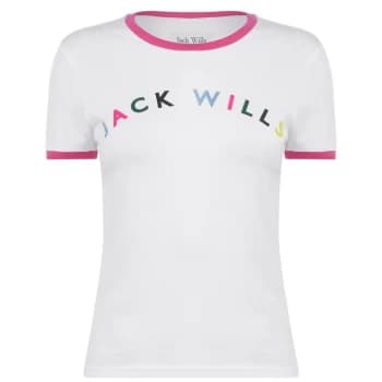 Jack Wills Blackmore Flocked Ringer T-Shirt - White