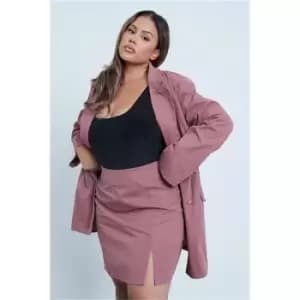 I Saw It First Mauve Plus Size Tailored Side Split Skirt - Purple