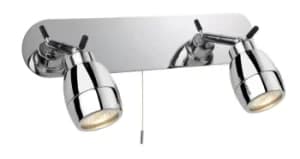 Marine 2 Light Spotlights Bar Switched Bathroom Ceiling Light Chrome IP44, GU10