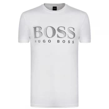 Hugo Boss Crew Neck Large Logo T-Shirt Natural Size L Men