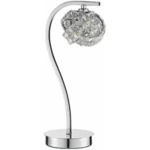 Touch On/Off Table Lamp Chrome & Crystal Glass Knott Shade Pretty Bedside Light