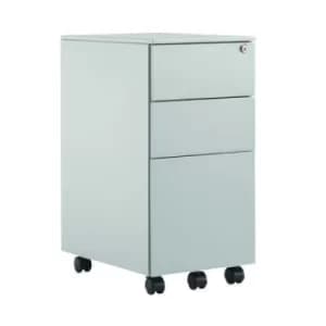 First Steel Slimline Under Desk Pedestal 3 Drawer Silver KF98515