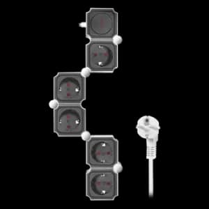 LogiLink Outlet Strip, 5 safety sockets, snake-shaped, white/black