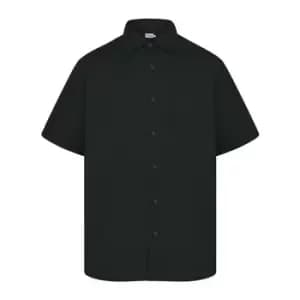 Absolute Apparel Mens Short Sleeved Classic Poplin Shirt (L) (Black)