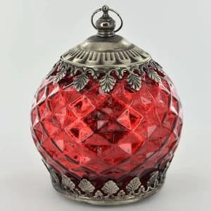 LED Lantern Red Pattern H14.5cm