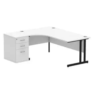Impulse 1800mm Left Crescent Office Desk White Top Black Cantilever